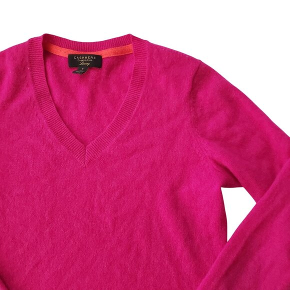 Charter Club Luxury Cashmere Sweater S Bright Pink Soft V-Neck Pullover - Picture 5 of 12